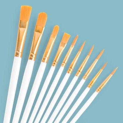 10PCS Artists Nylon Acrylic Oil Paint Brushes